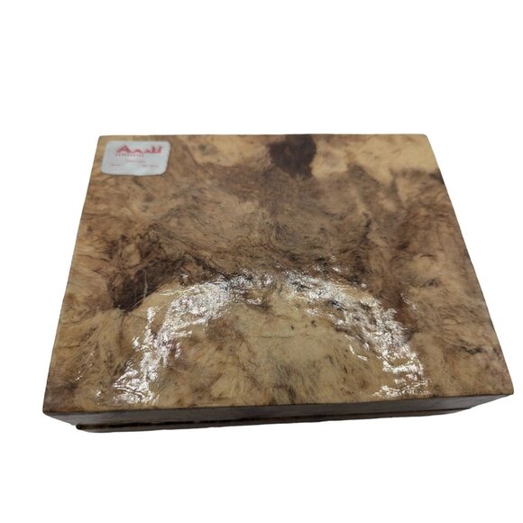 VTG Handmade Amati Painted Bark Box With Blue Peacock Design & Hinged Lid - Picture 12 of 12